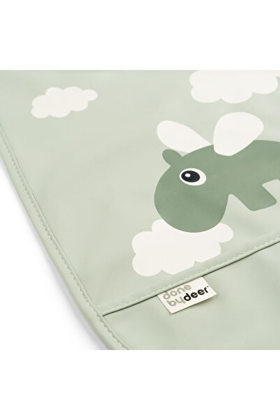 Done By Deer Happy Clouds Green bib with hedgehog