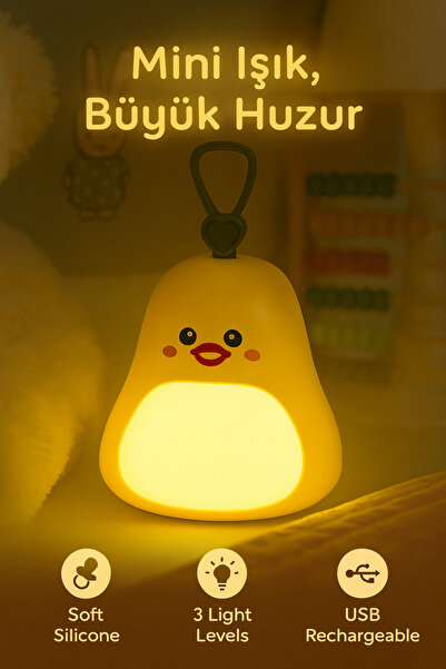 Coverzone Avokado Tasarımlı Gece Lambası 3 Kademeli Işık RGB Mod USB Şarjlı S...