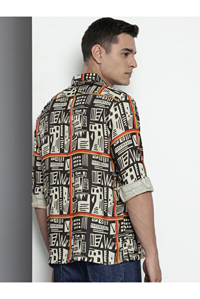 The Indian Garage Co By Styli Men Geometric Print Relaxed Fit Shirt