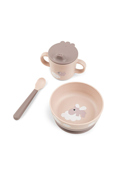 Done By Deer Set pentru prima masă cu ventuză Foodie Happy Clouds Powder