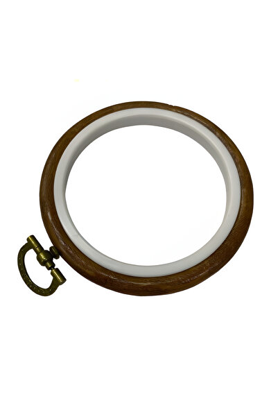 EleganTShoP Ahşap Görünümlü Yuvarlak Askılı Plastik Kasnak 8 cm