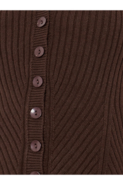 Styli Brown Ribbed Knit Sleeveless Vest