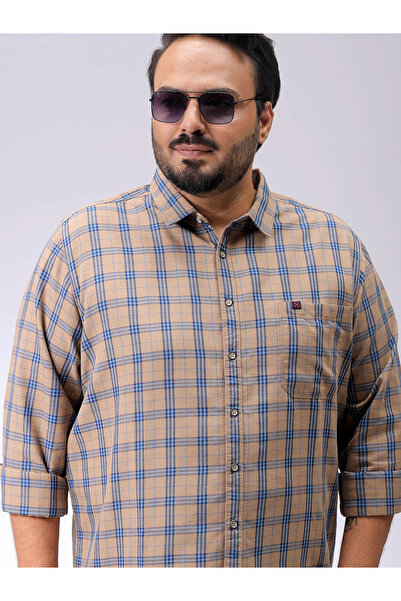 HardSoda By Styli Plus Size Beige Checked Casual Shirt