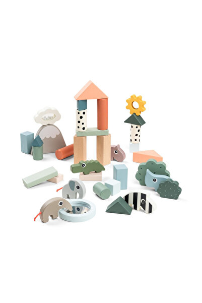 Done By Deer set de construcție din lemn, 34 de piese, Prietenii cerbilor