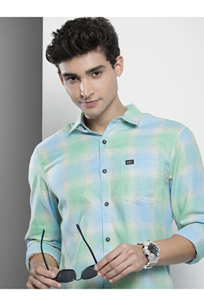 The Indian Garage Co By Styli Men Blue Regular Fit Checked Shirt