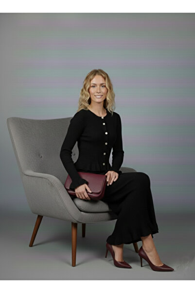 MODA Set elegant de tricotaje negre, cu bluză și pantaloni