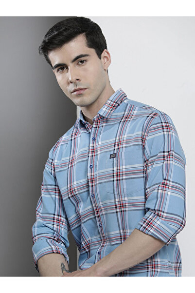 The Indian Garage Co By Styli Men Blue Checked Regular Fit Shirt