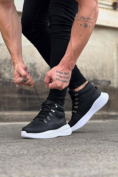 Mhoda Shoes Rlx035 Men's Sports Casual Lace-Up Leather Boots Cbt - Black