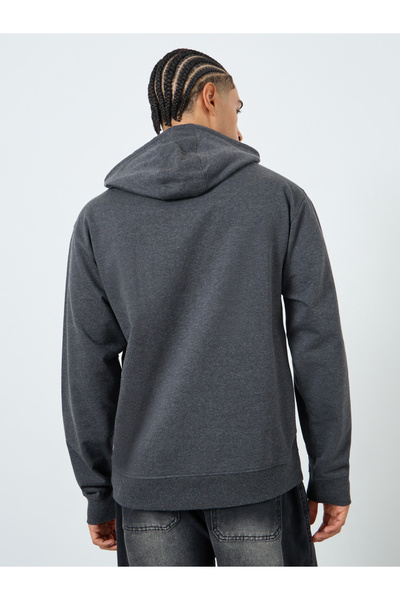 Styli Men Charcoal Relaxed Fit HD Print Hoodie