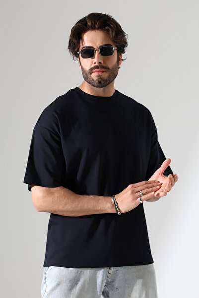 DİVİSTA Men's 100% Cotton Low Sleeve Oversized Interlock T-Shirt