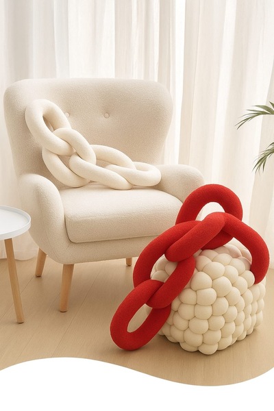 Yastıkland BEYAZ ZİNCİR ŞEKLİNDE HARİKA TASARIM YASTIK