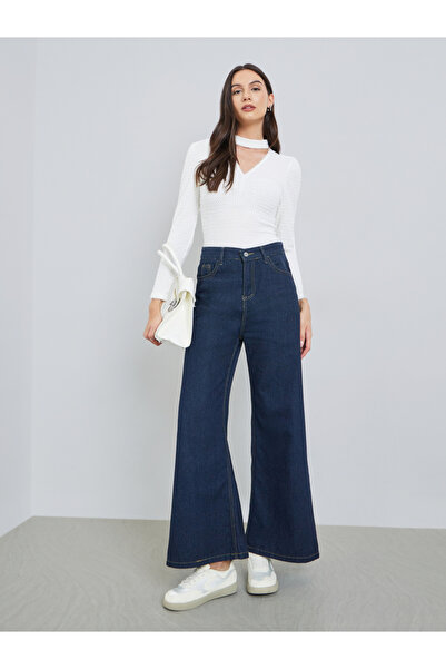 Take Two By Styli Solid Textured Cut Out Neck Long Sleeve Sweater