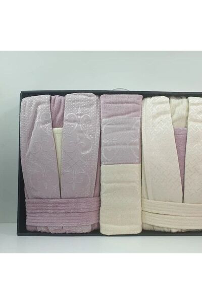 Reiashn Tyke robe set, off-white and mauve, 12 pieces