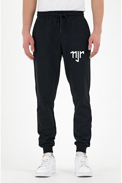 Rivox Men's Black Cotton Sweatpants Slim Fit Narrow Leg Njr Printed