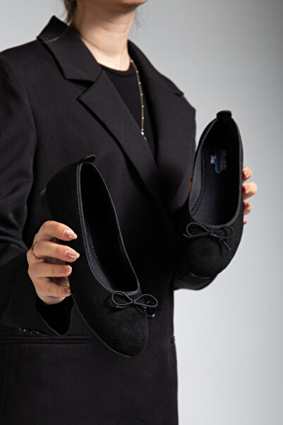 Ghattix Women's Ballet Flats Thin Bow Suede Velvet Comfortable Ballet Flats