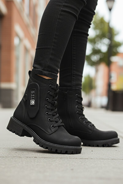 AYAKMOD Black Nubuck Women's Boots with Fleece Inside, Non-Slip Sole, Zipper 24024 Z