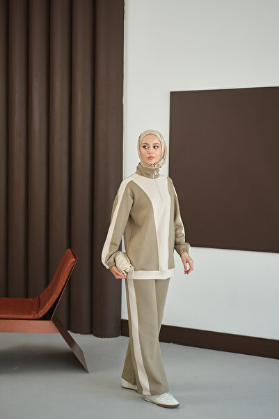 LOCCO Women's Double Color Zipper Detail Suit Green