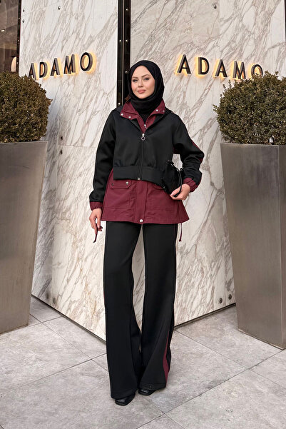 LOCCO Women's Hooded Paneled Two-Piece Suit Black