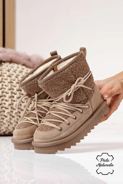 Zaira Розови кожени ботуши за момиче от естествена велурена кожа Raluca #2299...