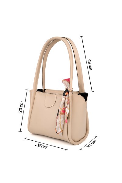 Nudia Nudi Double Handle Small Handbag and Shoulder Bag with Scarf Detail