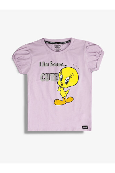 Looney Tunes By Styli Kids Purple Cotton Tweety Graphic T-Shirt