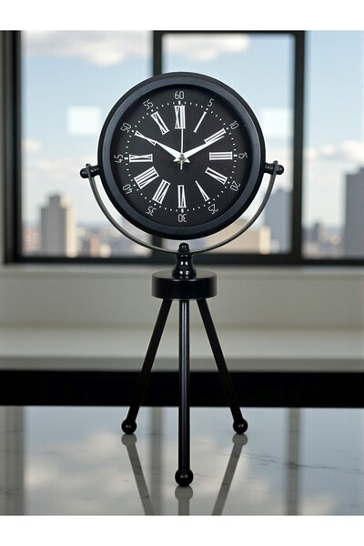 Hobibahçem Zentime Siyah Zarif Üç Ayaklı Masa Saati