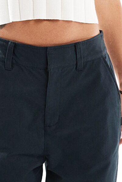 Nike Sportswear Collection Mid Rise Twill Trousers Women's Snap Slit Long Sweatpants Black