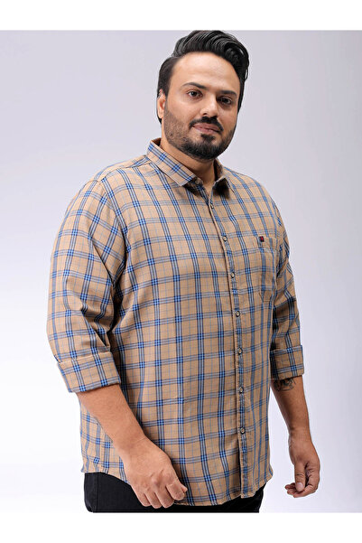 HardSoda By Styli Plus Size Beige Checked Casual Shirt