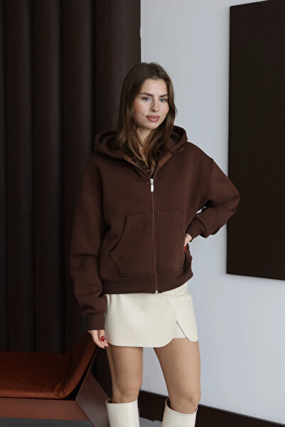 Ethab Ticaret 3 Thread Fleece-Lined Hoodie Frm Coffee P510437