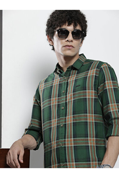 The Indian Garage Co By Styli Men Green Regular Fit Checked Shirt