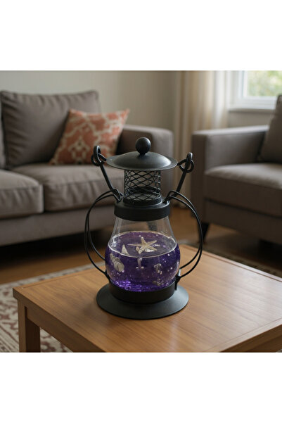 lya luxury Dekoratif Mini Kandil-Fener Jel Mum – Kırmızı&Mor – 9 cm