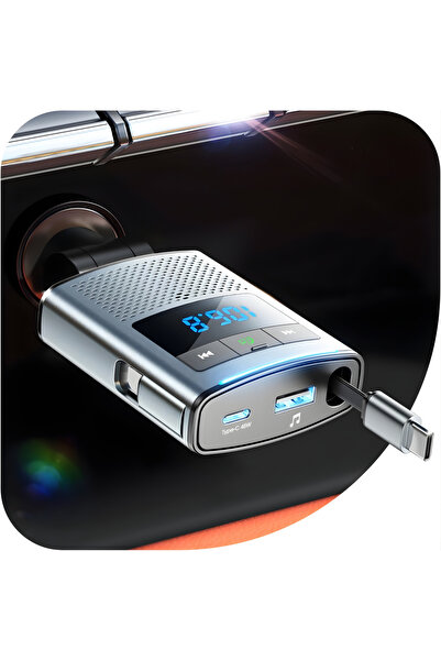 SGTT Modulator FM cu Bluetooth, port USB-A și USB-C pentru încărcare rapidă, muzică și apeluri hands-free