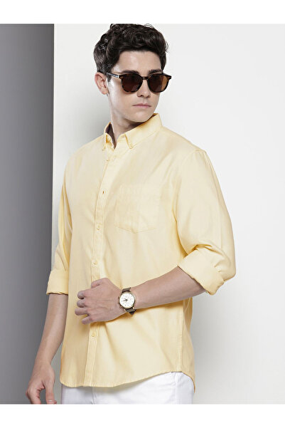 The Indian Garage Co By Styli Men Yellow Button-Down Collar Casual Shirt