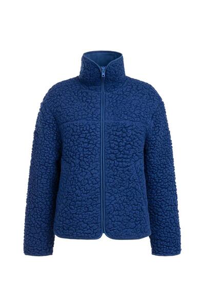 Jaya Yün Sherpa Fermuarlı Ceket / Saks Mavisi