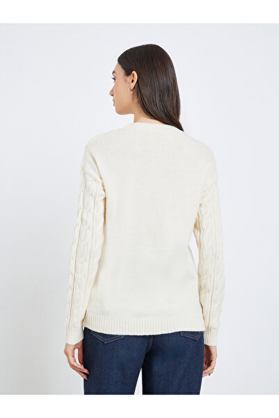 Take Two By Styli Solid Long Sleeve Cable Knitted Sweater