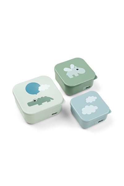 Done By Deer Set of 3 snack boxes Happy Clouds Green