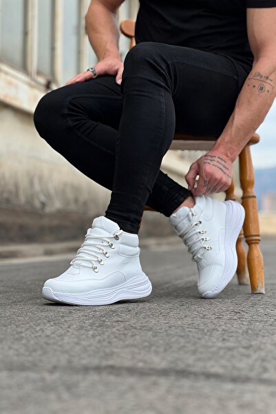 Mhoda Shoes Rlx035 Men's Sports Casual Lace-Up Leather Boots Cbt - White