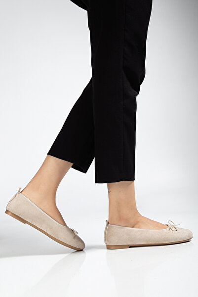 Ghattix Women's Ballet Flats Thin Bow Suede Velvet Comfortable Ballet Flats