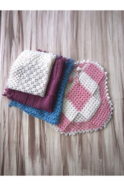 MOR TIRTIL مجموعة من 4 قطع من قماش الاستحمام المحبوك يدويًا، هدية زفاف، أعمال...