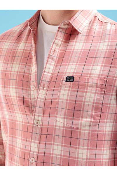 The Indian Garage Co By Styli Men Pink Regular Fit Checked Shirt