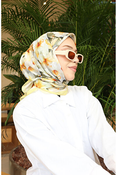 sefamerve Φουλάρι με σχέδιο λουλουδιών 70332-01 Κίτρινο