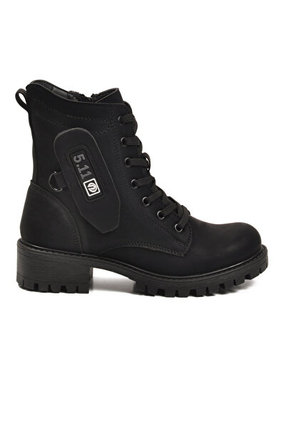 AYAKMOD Black Nubuck Women's Boots with Fleece Inside, Non-Slip Sole, Zipper 24024 Z