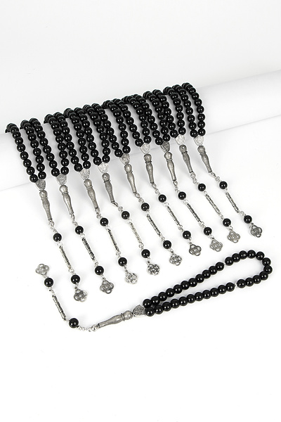 Öyküm accesory 10 Adet Cam Oniks Doğal Taş Tesbih Seti, Hediyelik Tesbih,Toptan Tesbih