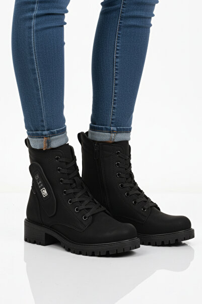 AYAKMOD Black Nubuck Women's Boots with Fleece Inside, Non-Slip Sole, Zipper 24024 Z