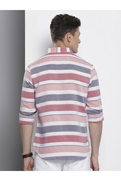 The Indian Garage Co By Styli Men Pink Striped Casual Shirt