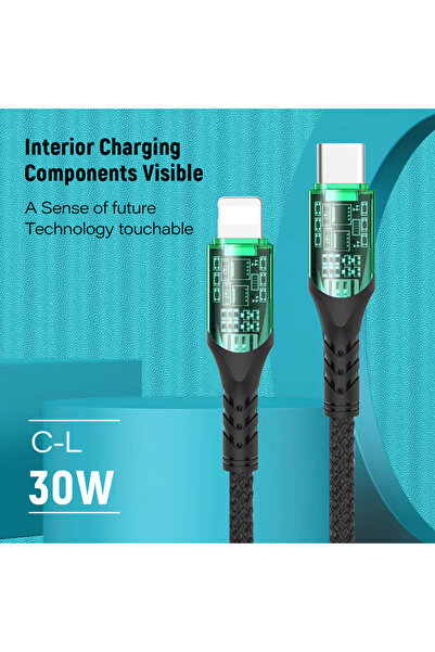 DOIT 3A Nylon Braided Type C to Lightning Cable, 100 cm, Fast Sync & Charging