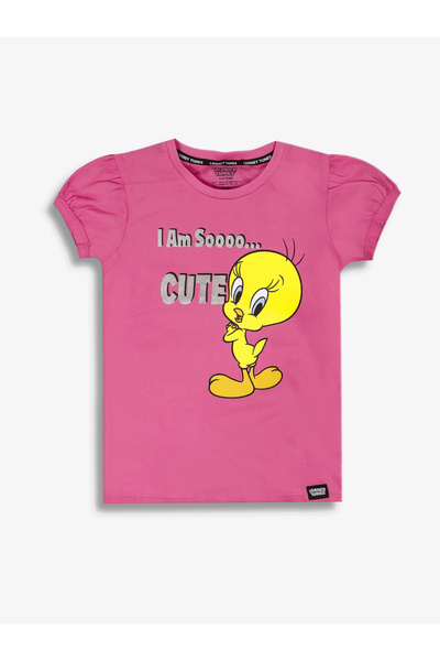 Looney Tunes By Styli Kids Pink Cotton Tweety Graphic T-Shirt