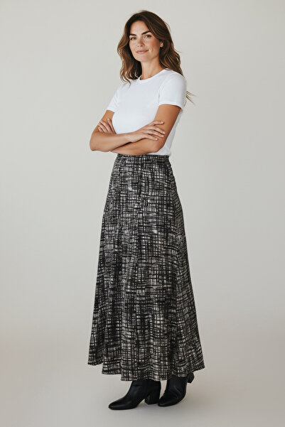 ECE GİYİM تنورة نسائية مطبوعة من ثمانية قطع بخصر مطاطي