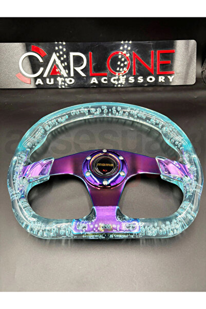 carlone Şeffaf Epoksi Direksiyon Altı Kesikli Momo 35cm Kabarcıklı Direksiyon...