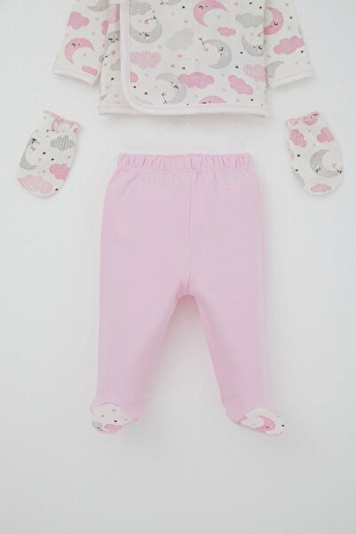 Breeze Baby Girl Hospital Release 5-Piece Sky-Themed Sleepy Moon Patterned 0-3 Months, Ecru